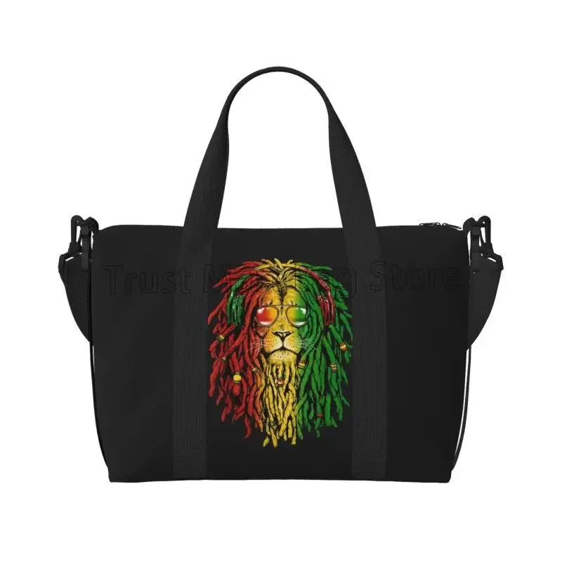 Rasta Reggae Lion Sonnenbrille, Kunst-Reisetasche, faltbar, leicht, wasserdicht, Weekender-Übernachtungstaschen mit Schultergurten