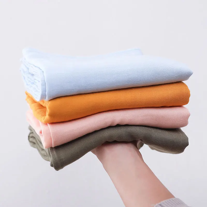 

Bamboo Cotton Soft Baby Muslin Swaddle Blankets Solid Color Soft Breathable Bath Towel Wrap Baby Swaddle