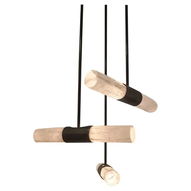 Modern Nordic Natural Rock Crystal Pendant Light for Aisle Villa Stair Staircase LED Hanging Line Light Chandelier
