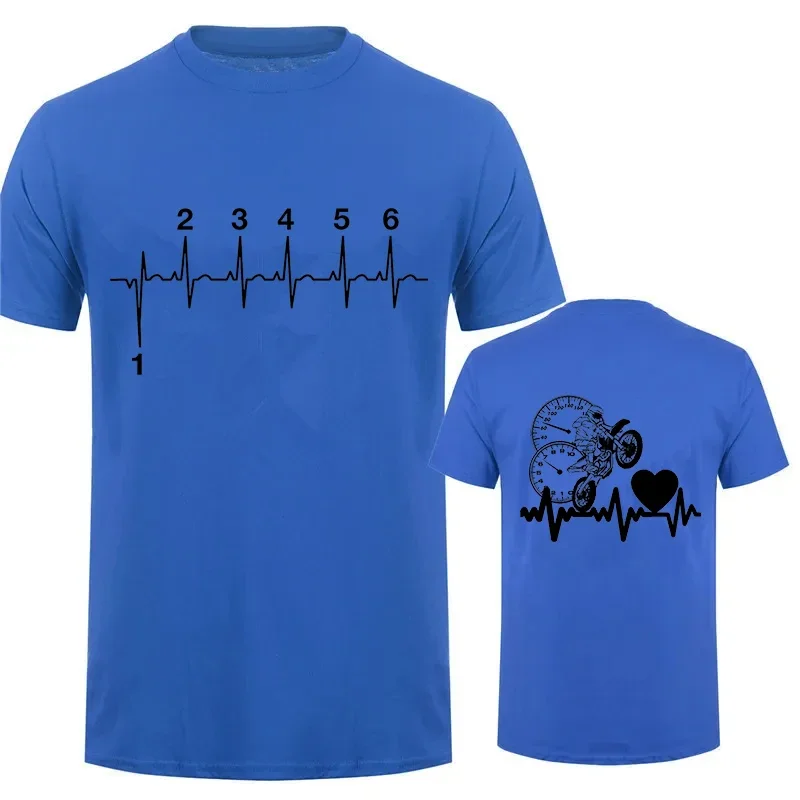 1N23456 Motorcycle Heartbeat Gear Shift Print T Shirt Motorbike Tee Print Race T-Shirt Autocycle Motorbike Speedometer T Shirt