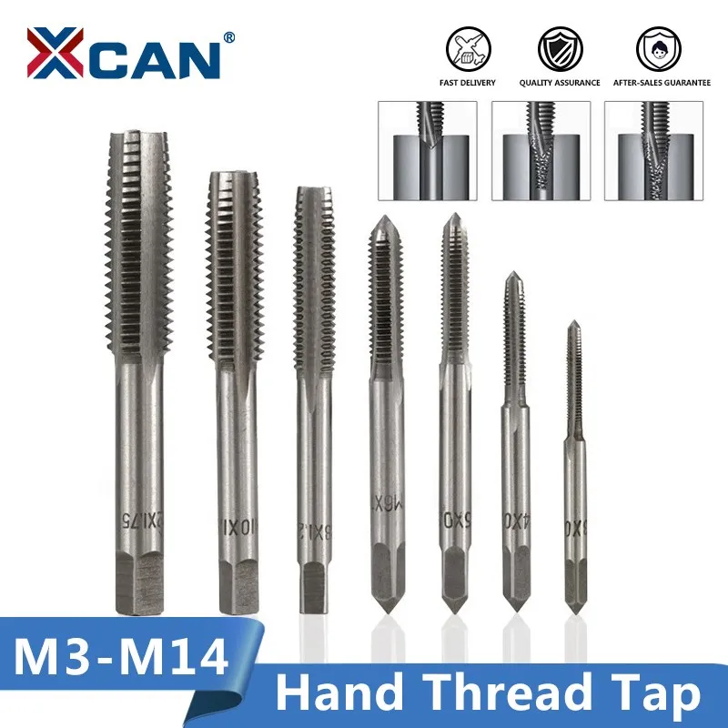 XCAN Hand Tippen 1pc M3/M4/M5/M6/M7/M8/M10/M12/M14 Rechten Hand Gewinde Tap HSS Metric Gerade Flöte Schraube Gewinde Tippen Bohrer