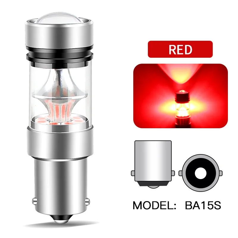 2 Stück 100 W 1156 BA15S P21W Canbus DRL Stop Rückfahrlicht 12 V Weiß Rot Gelb LED-Lampen Blinker Lichtzubehör Fehlerfrei