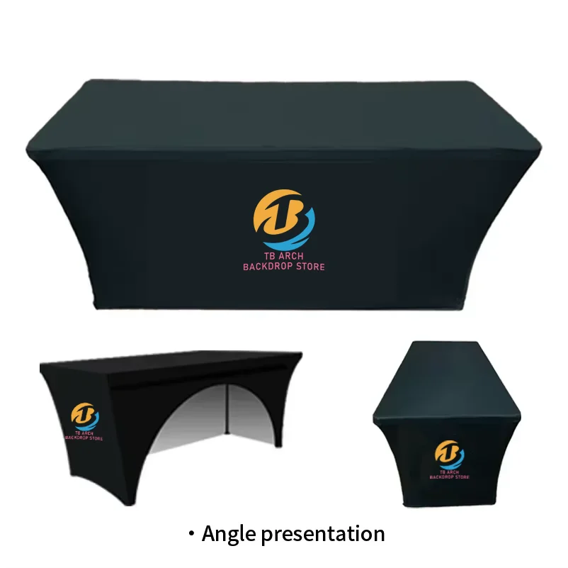 

4ft 6ft 8ft Custom Logo Table Cover,Three Types Spandex/Loose/Fitted Tablecloth for Advertising Trade Show Club Hotel Banquet