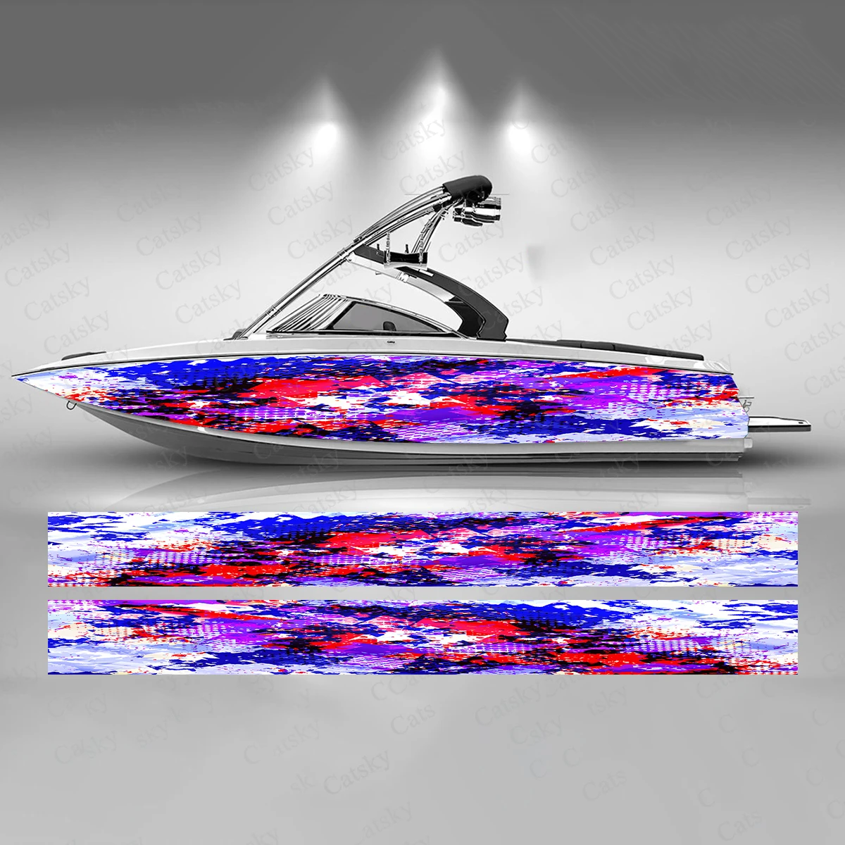 Abstract Mosaic Design Boat Sticker Fashion Custom Fish Boat-Sticker Vinyl Waterproof Boat Wrap Graphic Boat Wrap Decal