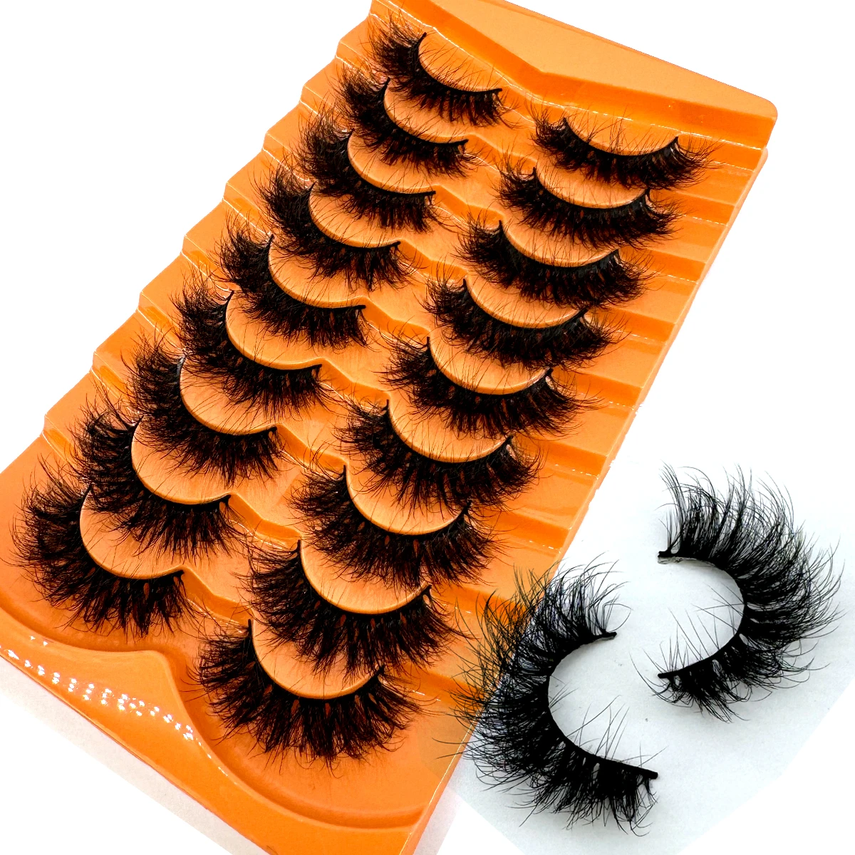 AMSDCN 8/9 Pairs Of 15-25mm Fluffy 8D Natural Dense Exaggerated Artificial Mink Eyelashes Wispy False Lashes Dramatic Look Fake - view 4
