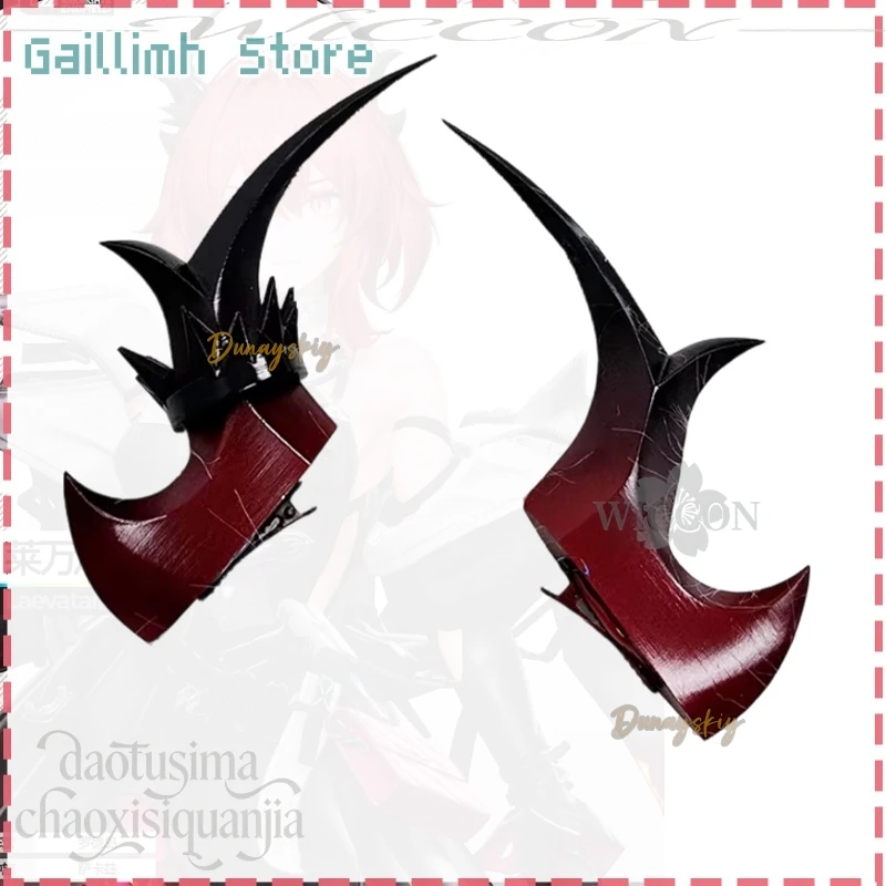

Laevatain Cosplay Anime Game Arknights: Endfield 3D Polylactic Acid Mask Horn Accessories 코스프레 Furry Dragon Horn Headwear Cos