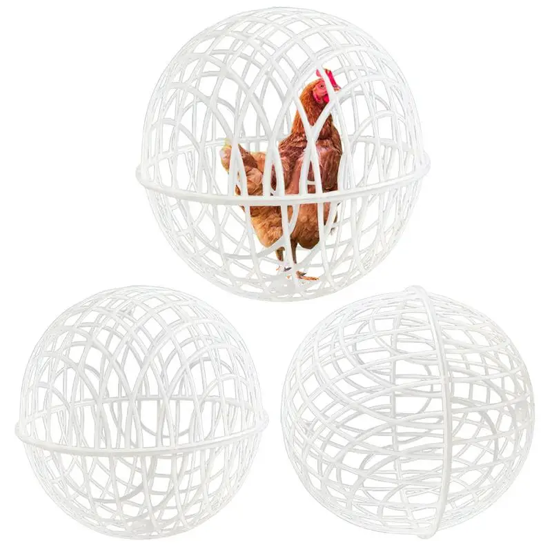 Ball Cage For Chickens Movable 3 Pieces Chicken Orb Ball Cage Pet Safety Chicken Cage Ball-Shaped Chicken Hamster Ball Cage Safe