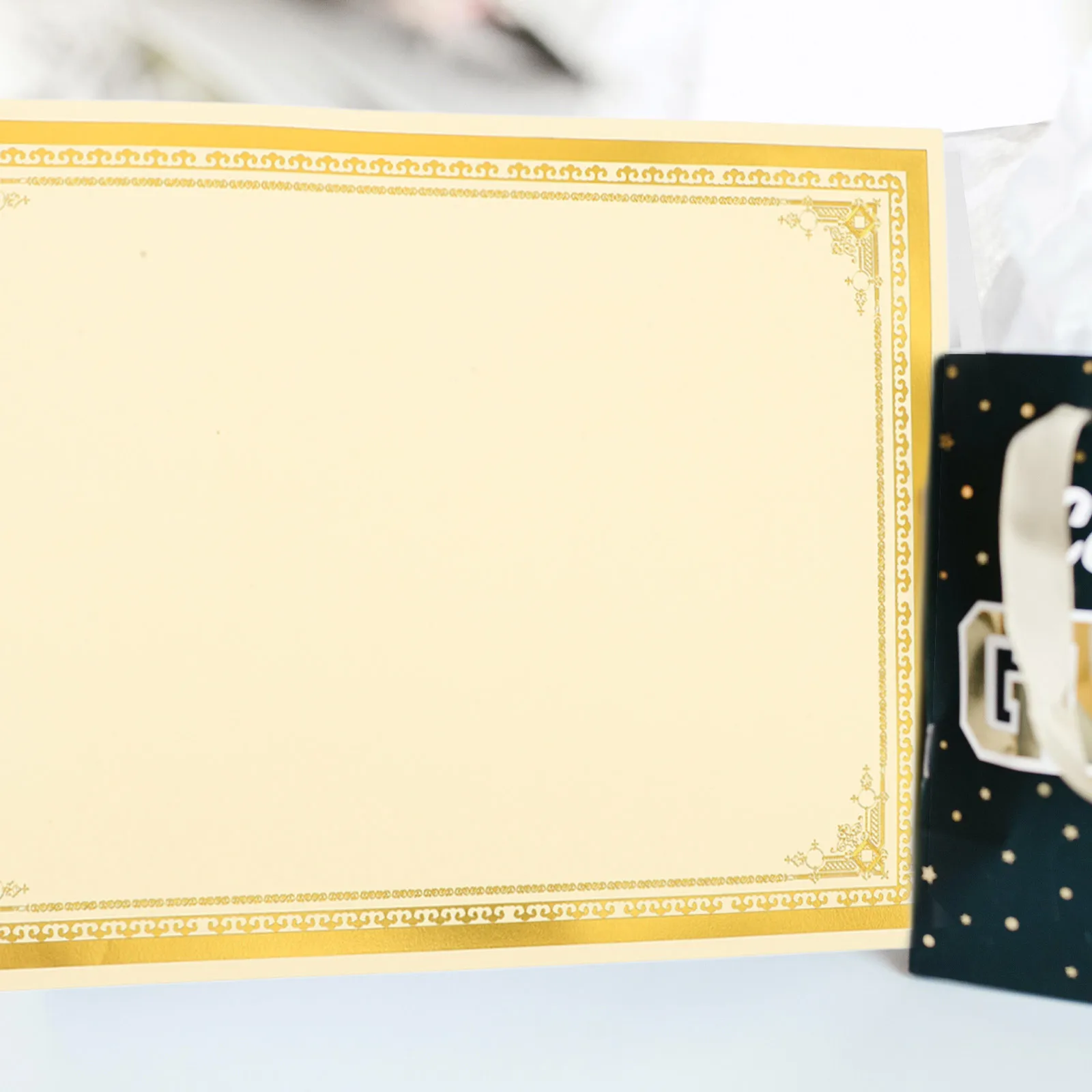 

10Pcs Smooth Blank Certificate Paper Gold Border A4 Certificate Inner Core For Training Certificates Honor Awards Business Gifts