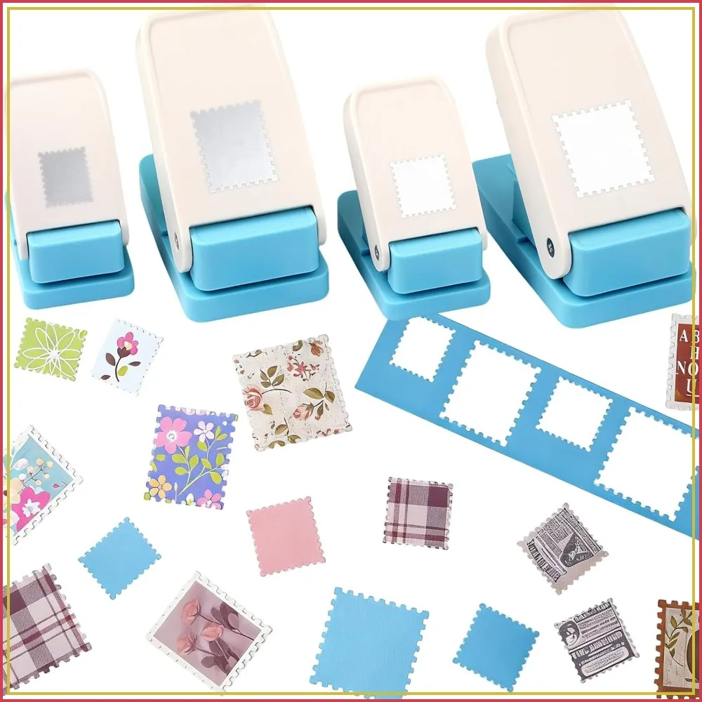 

4-Pack Stamp Punches: Square & Rectangular, 4 Sizes for DIY Scrapbooking