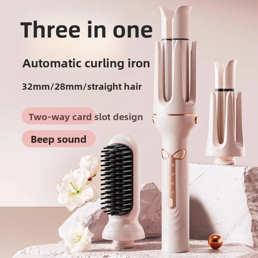 Multi-functional 3‑in‑1 Hair Curling Wand Set Big Wave Curler and Straightening Comb Household Electric Hair Styling Appliance