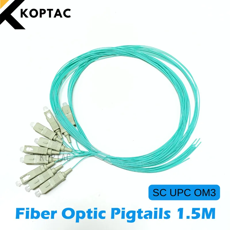 100PCS OM3 Fiber Optic Pigtail SC UPC 0.9Mm Simplex PVC 10 Gigabit Multimode OM3 SC UPC FTTH