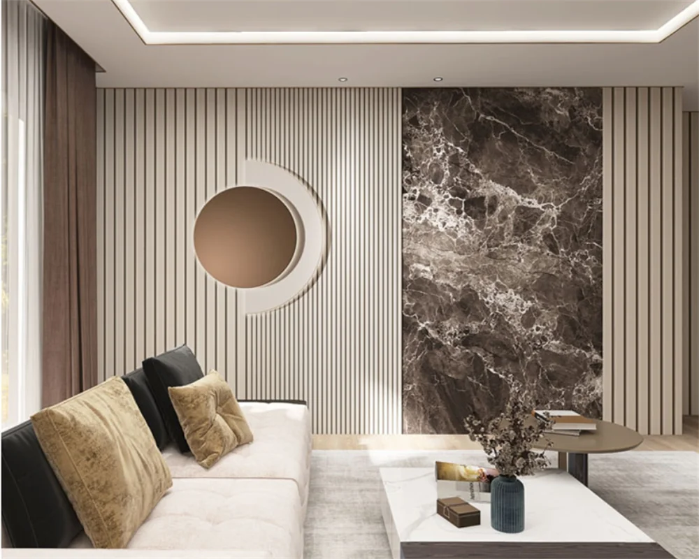 

beibehang Custom Wood Grille Marble Hair Salon Bedroom Living Room Interior Decoration Painting Wallpaper papier peint