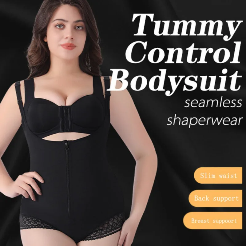 Cross Border Front Breasted Plus Size Body Shaping Clothes Zipper Belly Tighting Body Lifting Chest Lifting Hip Pants Shapewear