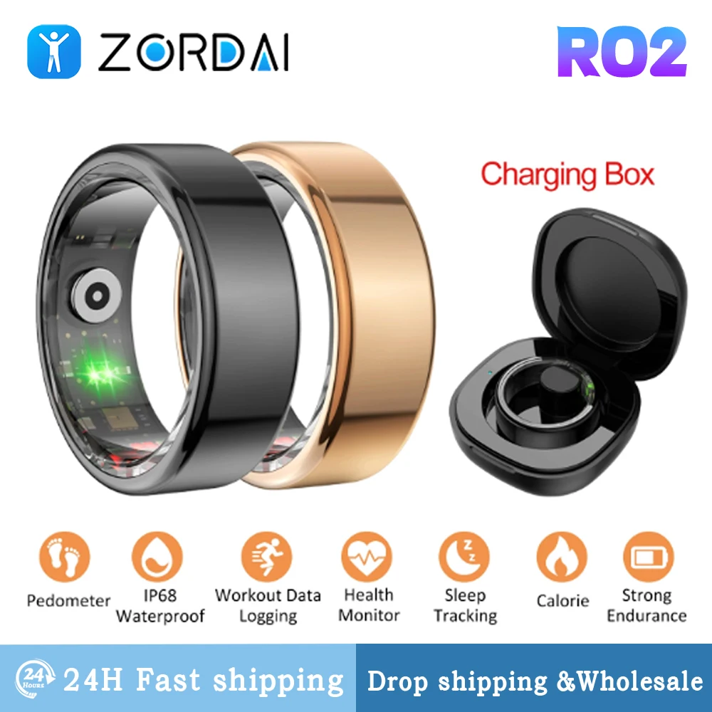 Zordai R02/R06 Smart Ring For XIAOMI Military Grade Titanium Steel Shell Health Monitoring IP68 3ATM Waterproof Multi-sport Mode