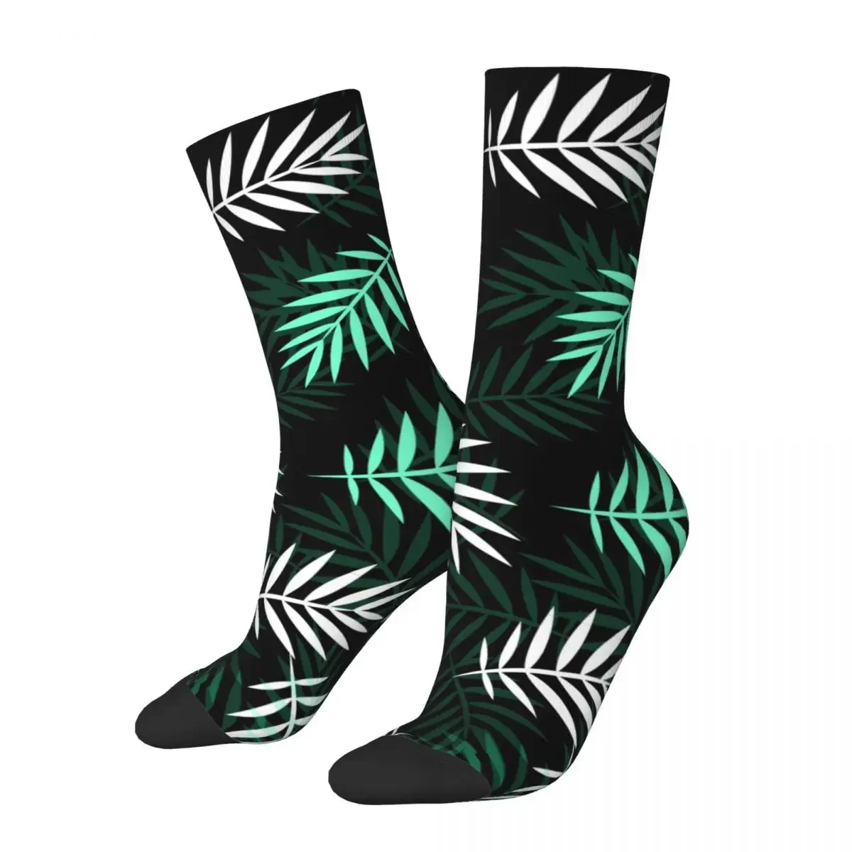 Funny Happy Men's Socks Green Black Leaves Vintage Harajuku Pattern Texture Painting Hip Hop Crew Crazy Sock Gift Printed