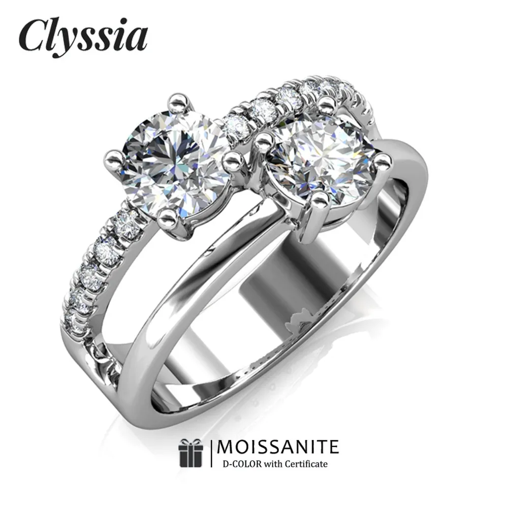 

CLYSSIA D цвет VVS1 двойная линия выдалбливают кольцо с муассанитом ювелирные изделия подарок на помолвку для пары роскошный подарок на День Благодарения