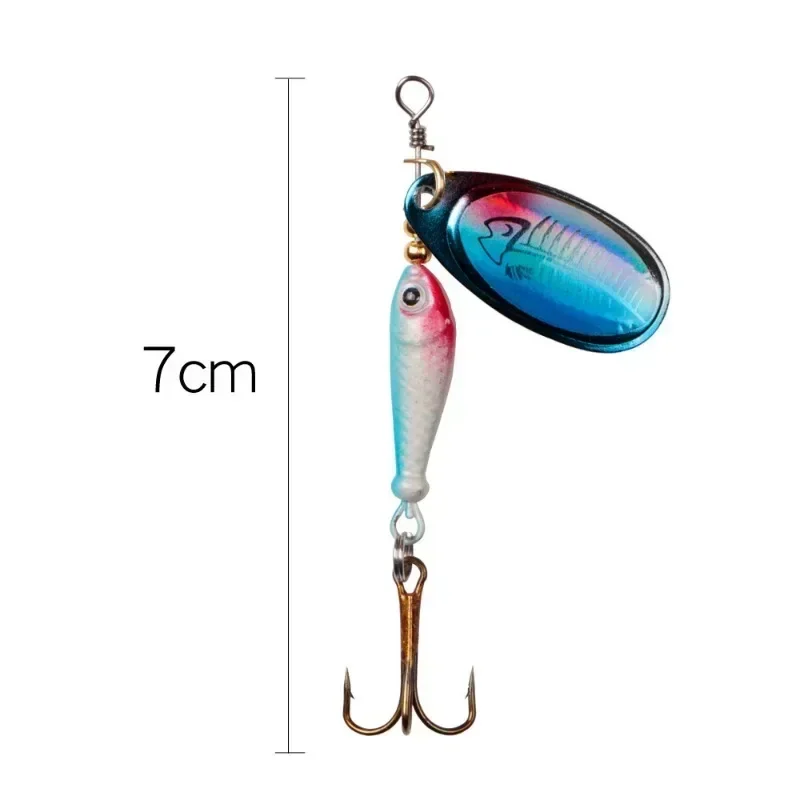 Girando Metal Spinner Fishing Lures, Artificial Hard Iscas, lantejoulas Iscas, Crap, Bass, Pike, Treble Hook, Tackle  9g, 7cm