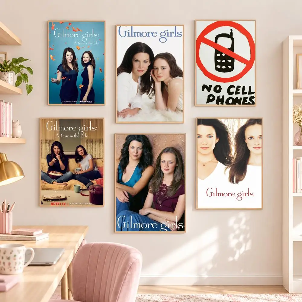 Gilmore Girls Tv Play American Family Comedy Poster Self-adhesive Waterproof Paper Sticker Coffee House Bar Room Wall Decor