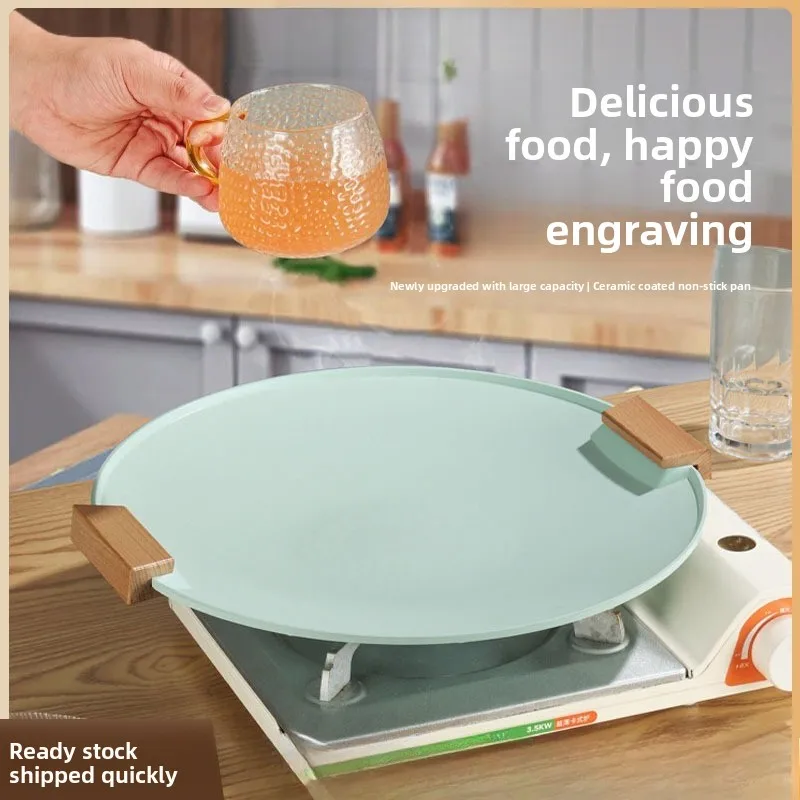 

Marble Stone BBQ Grill Pan - Non-Stick Korean Style Roasting Plate for Gas Stove, Outdoor & Commercial Use