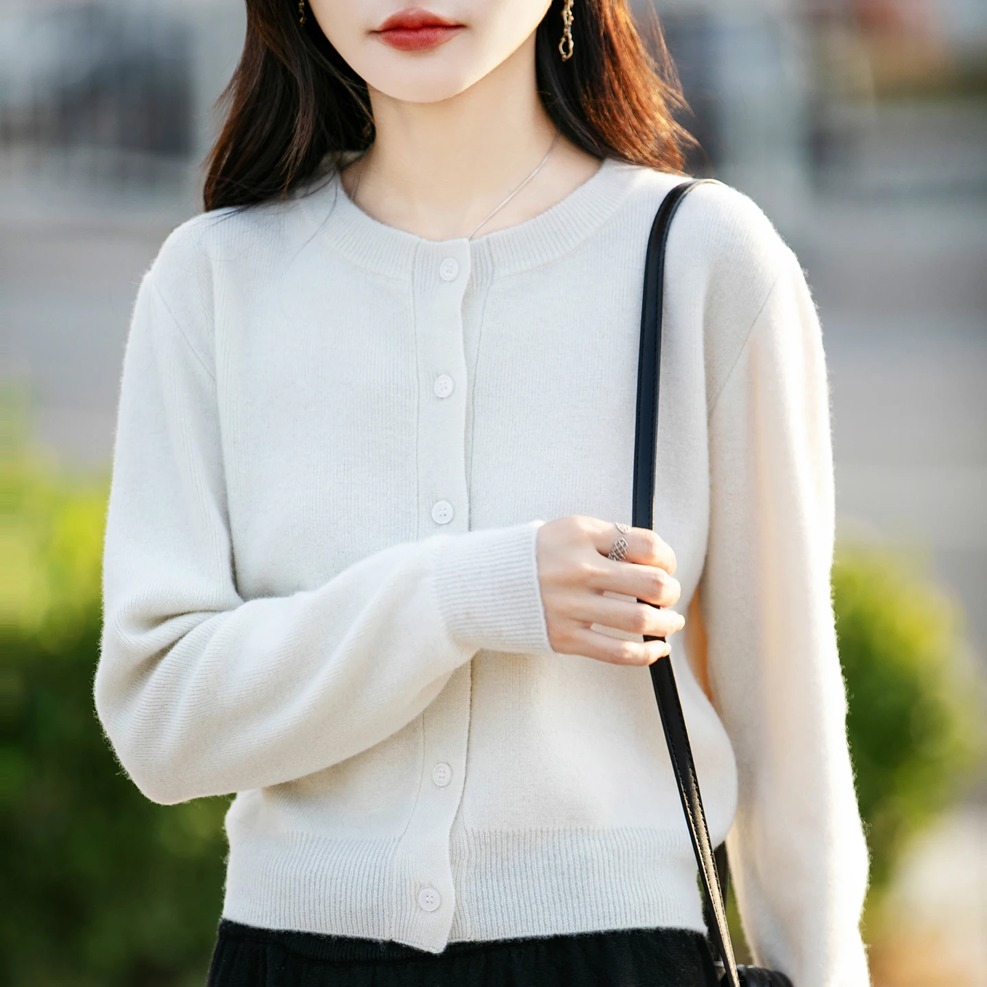 

New Cardigan 100% Merino Wool Women Round Collar Knitted Sweater Autumn Winter Casual Comfortable Warm Top Fashionable Clothing