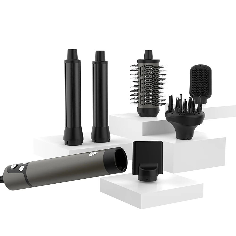 SMET 1300W 6-in-1 One Step Blow Dryer Comb Styler New Design Electric Hair Dryer Brush Volumizer Multi Styler Hair Styling Tool