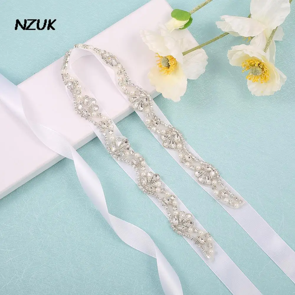 NZUK Wedding Sash Bridal Belts Rhinestone belt for Bridal Dress Handmade Bridesmaid Belt Sliver Bridal Sashes