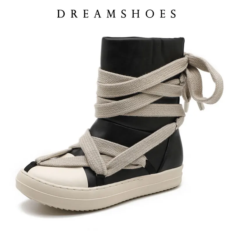 Nowe sneakersy 2025 damskie męskie buty codzienne sznurowane na grubej podeszwie wysokie trampki płócienne punkowe buty dla par modne buty