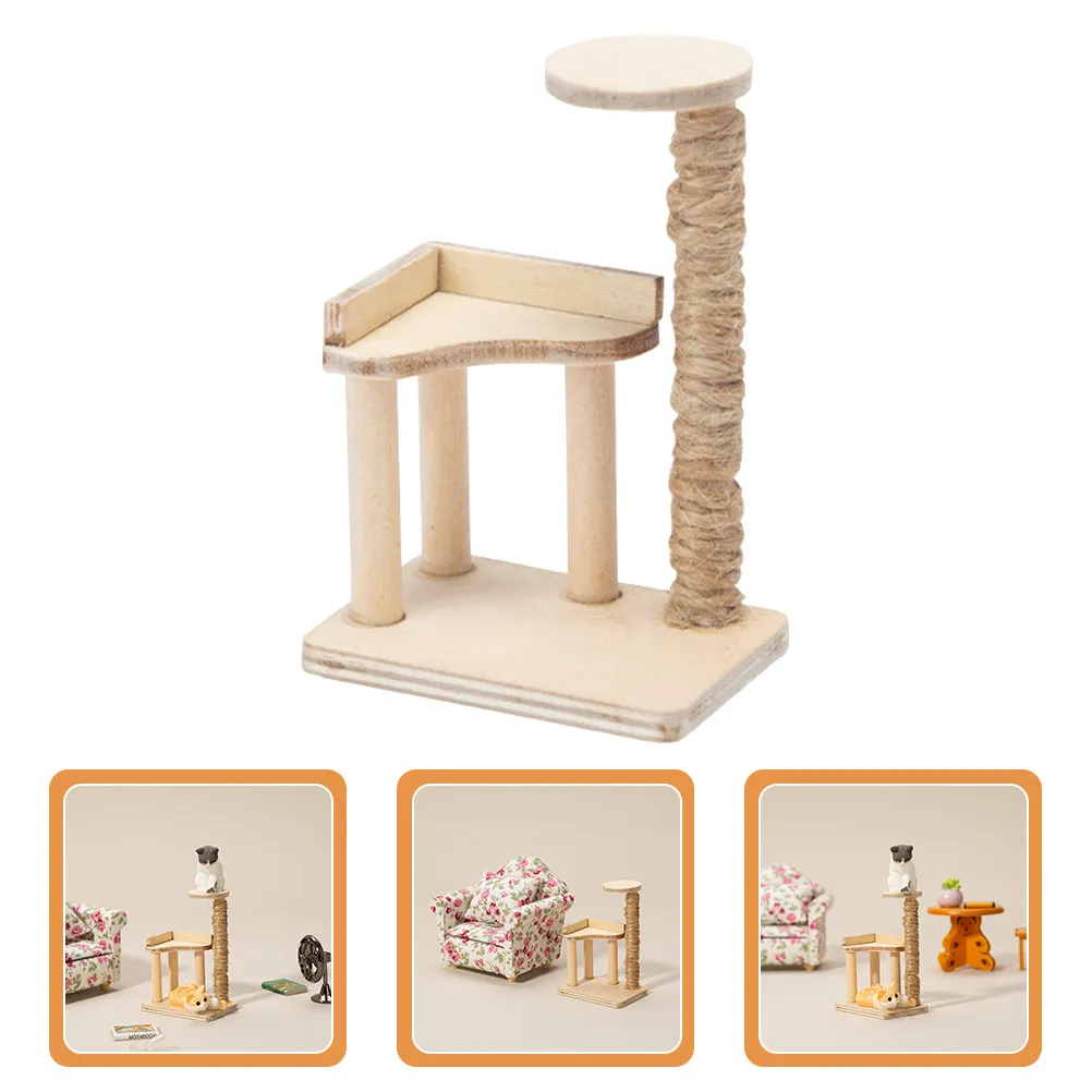 

Миниатюрная деревянная декоративная лежанка-когтеточка для кошек, реалистичная имитация домика, мебель для лазания, украшение для рабочего стола
