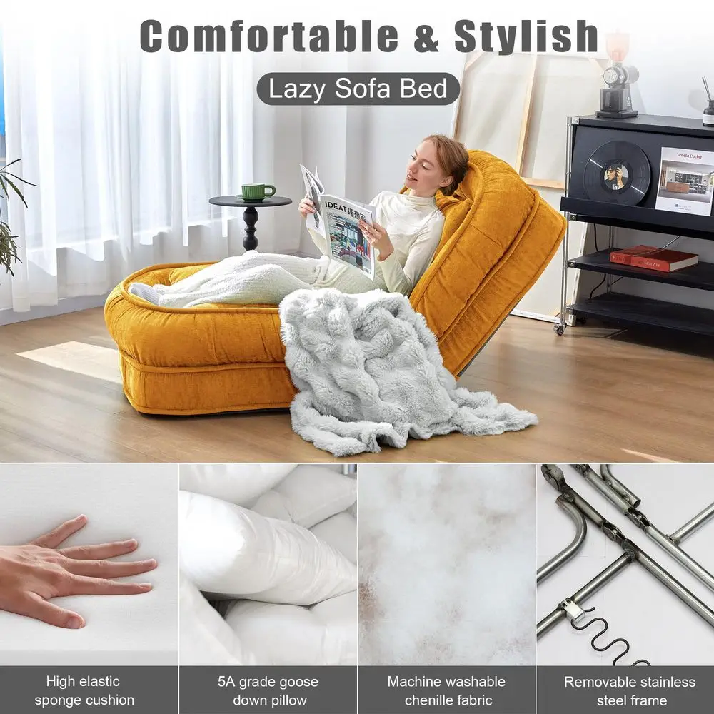 Foldable Lazy Sofa Bed Floor Chair Adjustable Human Dog Bed for Adults Kids Floor Seats Cozy Small Couch for Home Living Room Y - view 5