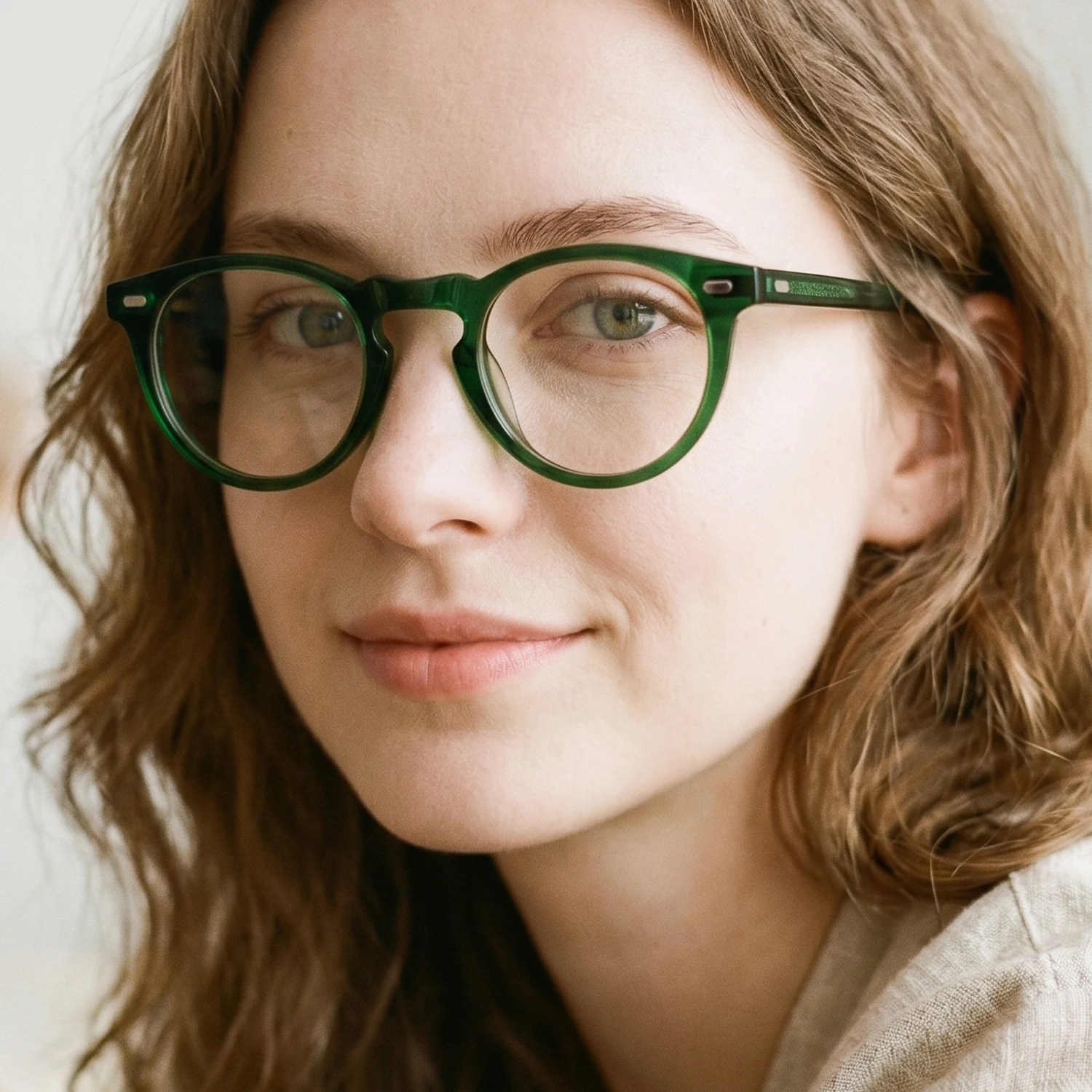 Women Green Round Acetate Glasses Frame Unique Stylish Trendy Outfit Match Elegant Ladies Optical Eyewear Prescription Spectacle
