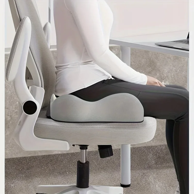 1 Stück 3D-ergonomisches Memory-Schaum-Kissen, strukturiertes Sitzpolster für Büro, Auto, Rollstuhl, Hellgrün/Grau, Druckentlastung – Detail 14