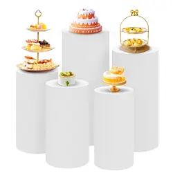 5-Piece Set of Elastic Cylindrical Base Tablecloth Circular Cylindrical Table Cover Cylindrical Base for Weddings
