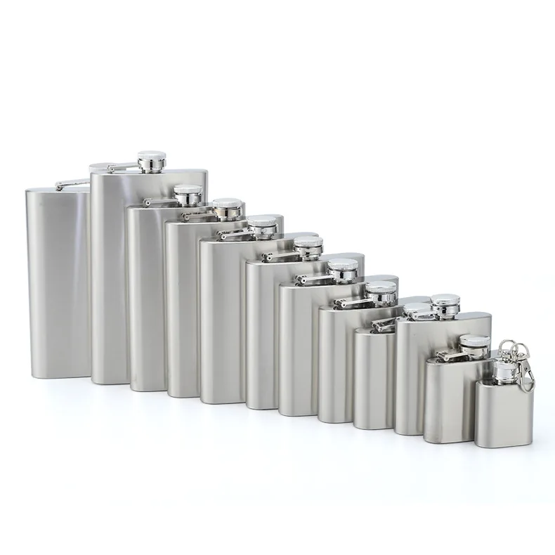 High Quality Stainless Steel Hip Flask Flagon Portable Wine Whisky Pot Bottle Drinkware for Drinker Hip Flask 11 Size for Choose