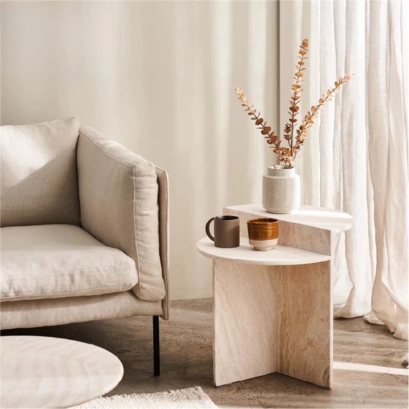 

Wabi White Cave Marble Bedside Table Entrance Model Room Hotel Sculpture Base Column Floor
