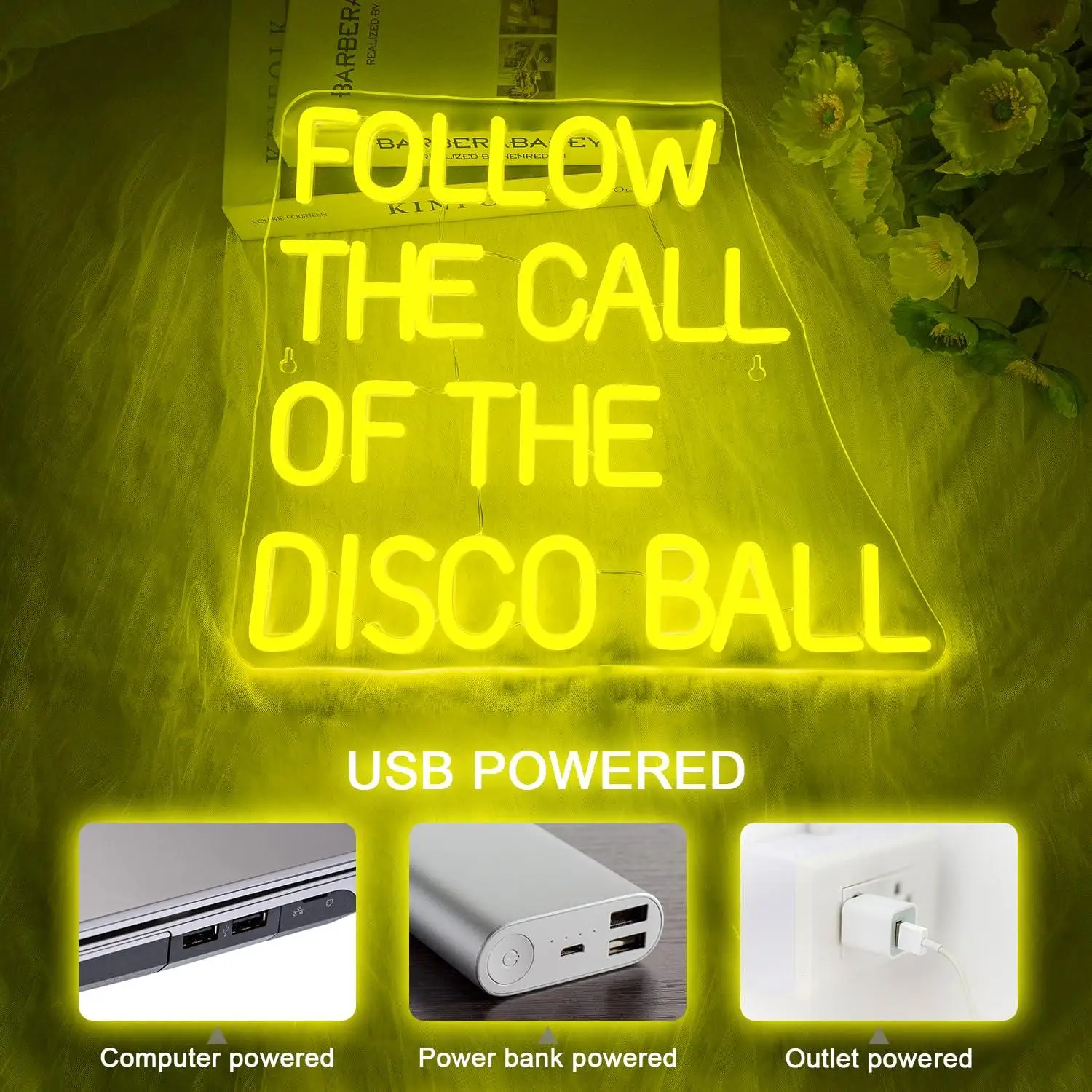 Follow The Call Of The Disco Ball Neon Sign USB Dimmable LED Light for Party Club Bedroom Bar Wall Art Decor Themed Night Light view 2