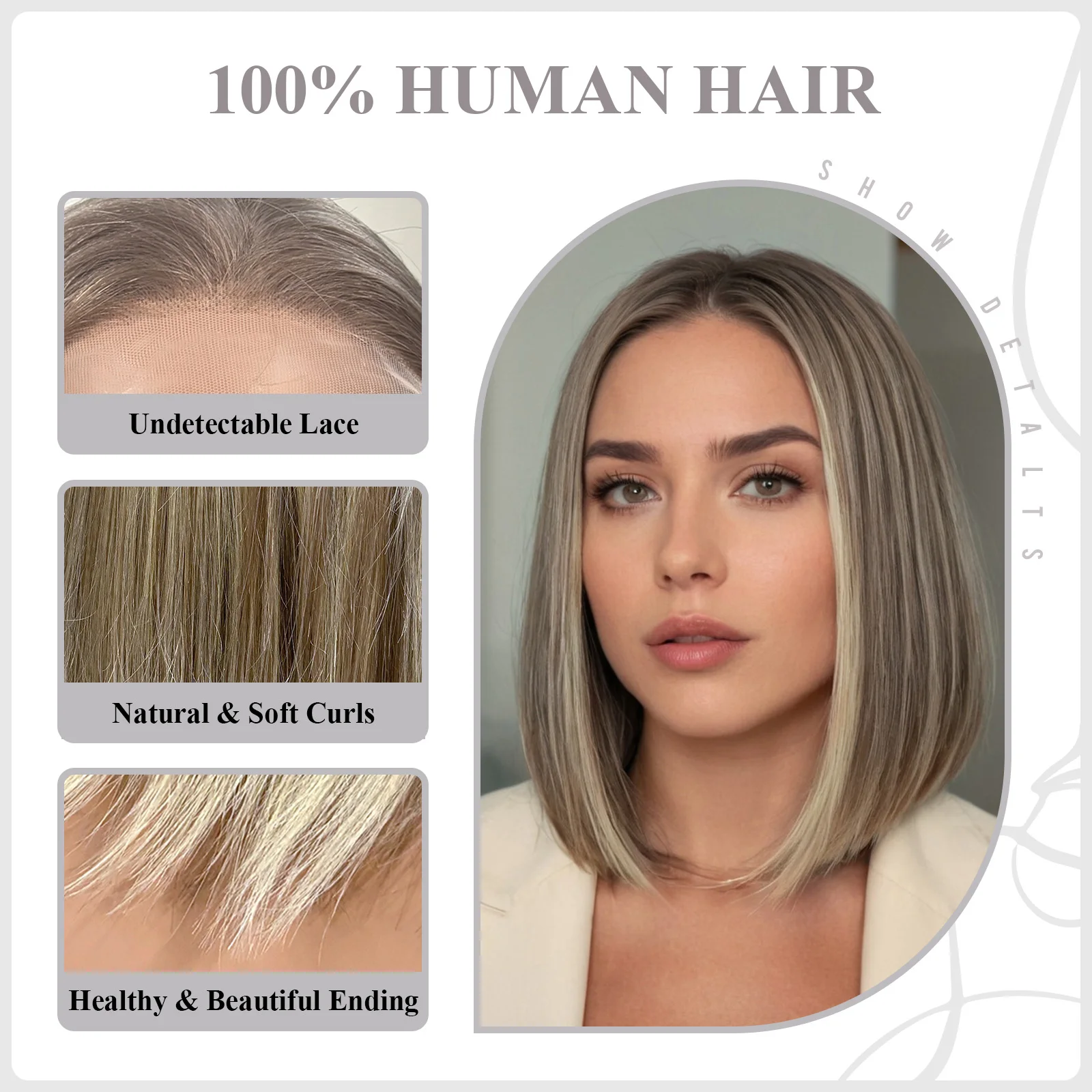 Remy Human Hair 13x4 Lace Front Straight Bob Wigs Grey Brown Blonde Mixed Piano Wig HD Transparent Lace Wig for Women Daily Use