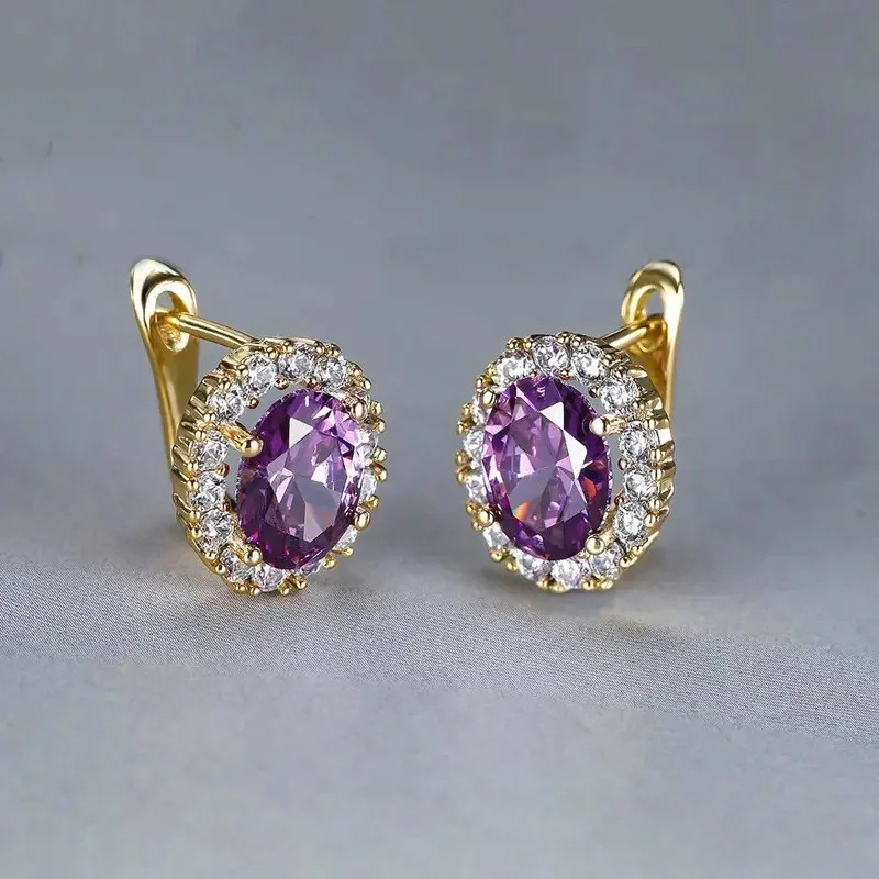 925 فضة مكعب زركونيا هوب أقراط للنساء الأحمر/الأرجواني/الوردي/الأبيض/الأزرق تشيكوسلوفاكيا أقراط موضة جديدة مجوهرات نسائية #4