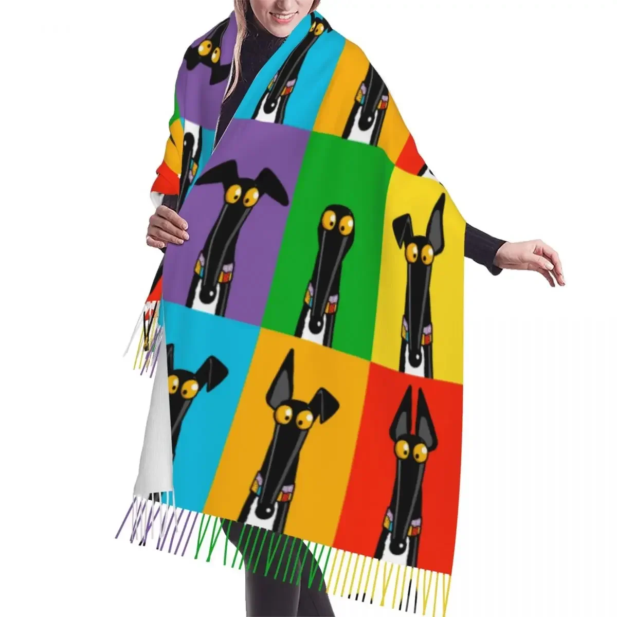 Custom Print Greyhound Semaphore Pattern Scarf Men Women Winter Warm Scarves Shawl Wrap