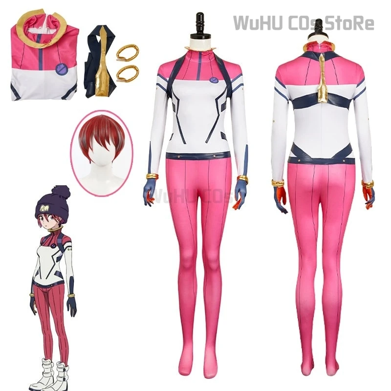 

Anime GQuuuuuuX Of Gundanm Amate Yuzuriha Cosplay Jumpsuits Costume Hand Props Wig Full Set Pink Bodysuits Women Halloween Suits