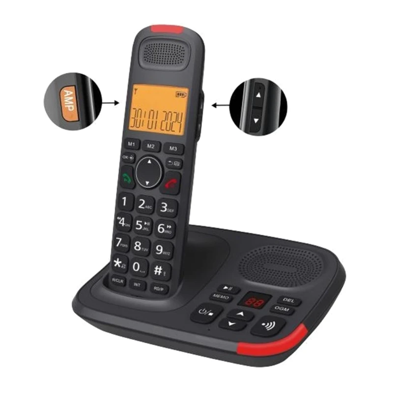 D1015TAM-D Telephone 2 Handles Low Radiation Digital Wireless Phone with LCD Display Stable Signals Reduce DropShipping