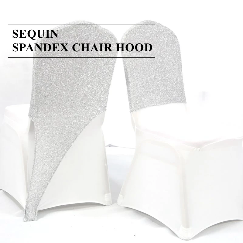 

20pcs 50pcs Silver Color Sequin Chair Cap Hood For Spandex Chair Cover Wedding Event Party Decoration