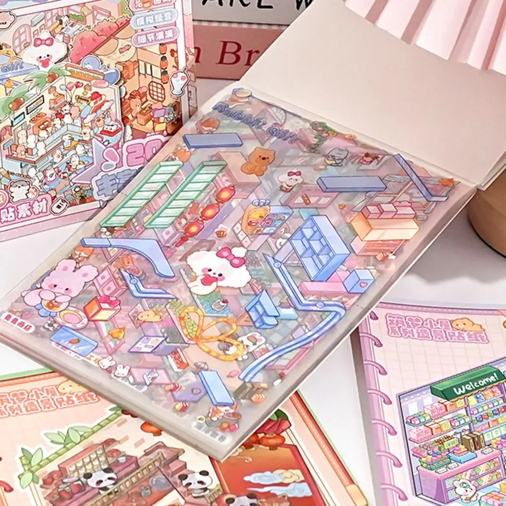 

20 in 1 Miniature Landscape Sticker Book DIY Cartoon 3D Stickers Scene Set Handmade Tear-proof Miniature Scene Scrapbook Kit