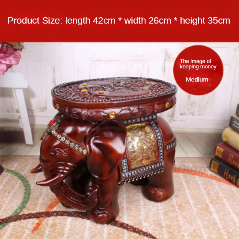 European Elephant Stool, Resin Change Shoe Bench, Children's Carving Craft Ornaments, Office and Home Wooden Decorations