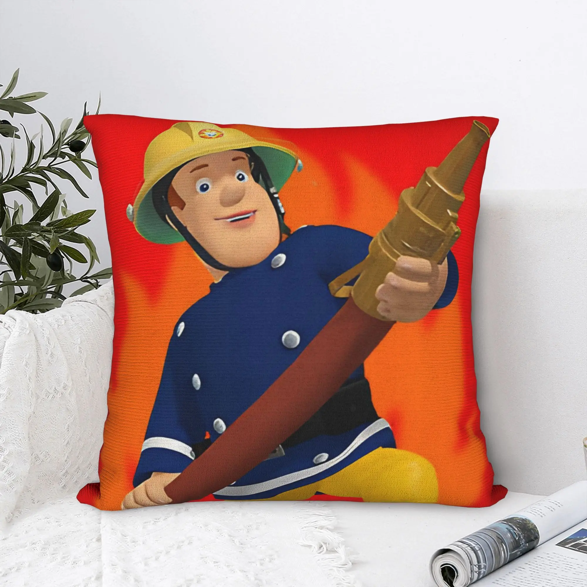 Fireman Sam Pillowcase Polyester Cushion Cover Gift Firefighters Cartoon Throw Pillow Case Cover Car Square 40*40cm