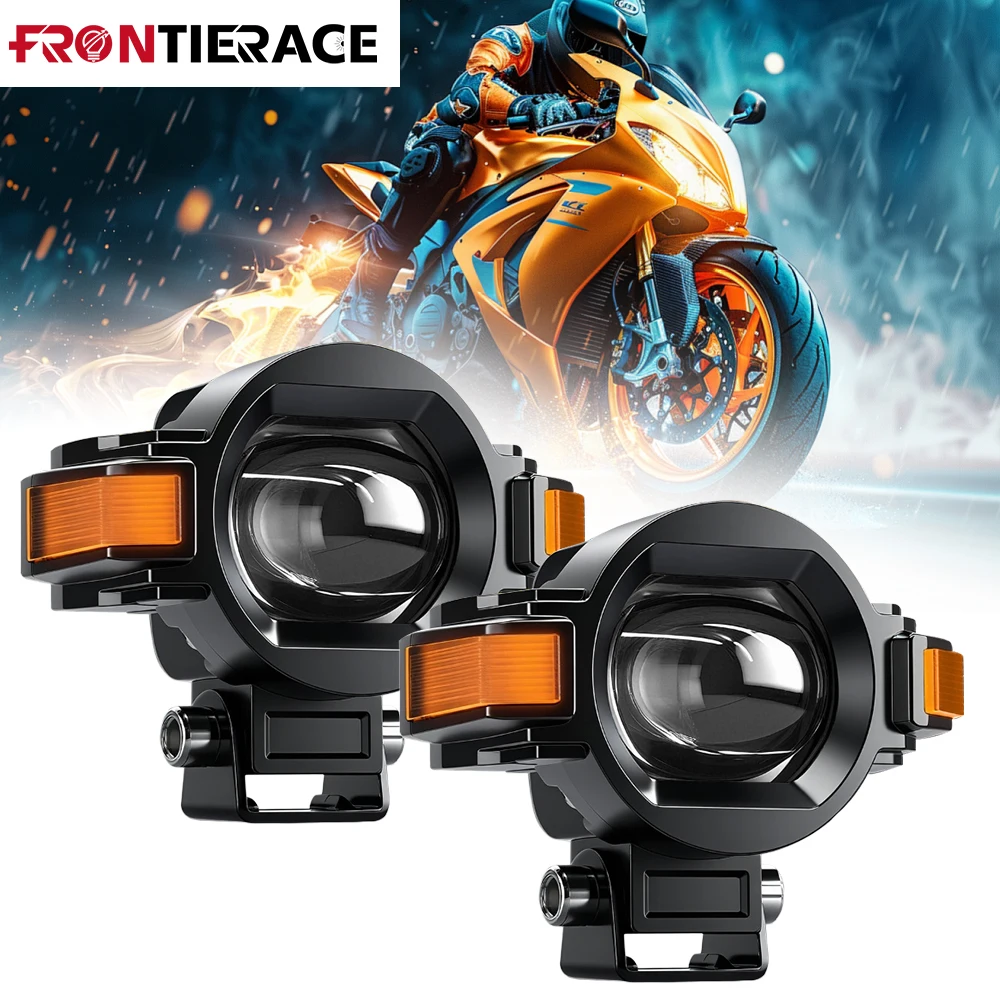 Motorcycle Driving Fog Lamps Turn signal Long Range White Skull Led Spotlight  6000K for ATV Truck Dirt Bike SUV UTV