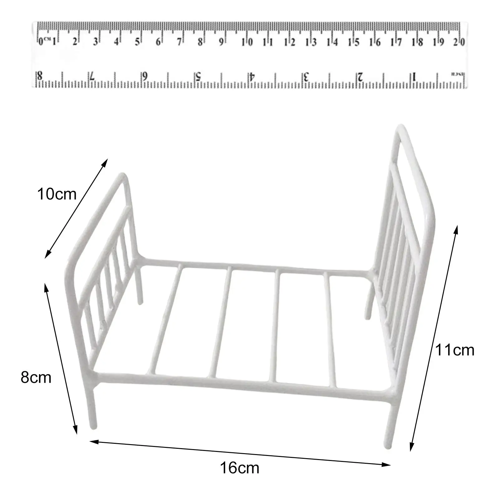 Dollhouse Furniture Accessories, Miniature Metal Bed for Kids, Photo Props, Cama para Meninos, Presentes Infantis, Decoração, 1:12