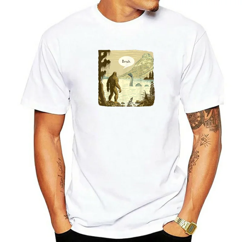 

Funny Bigfoot Sasquatch Loch Ness Monster Introvert Bruh T-Shirt Women's T-shirts Fashion Pure Cotton Y2k Clothes Harajuku 82621