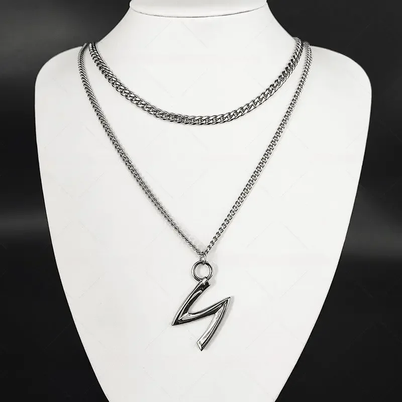 Game Love and Deepspace Sylus Cosplay Necklace Alloy Unisex Punk Gothic Double Layered Pendant Choker Chain Accessories Props image 3