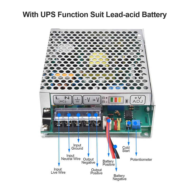60W 12V 5A universal AC UPS/Charge function monitor switching power supply 13.8v, battery charger 2 year warranty (SC-60-12)