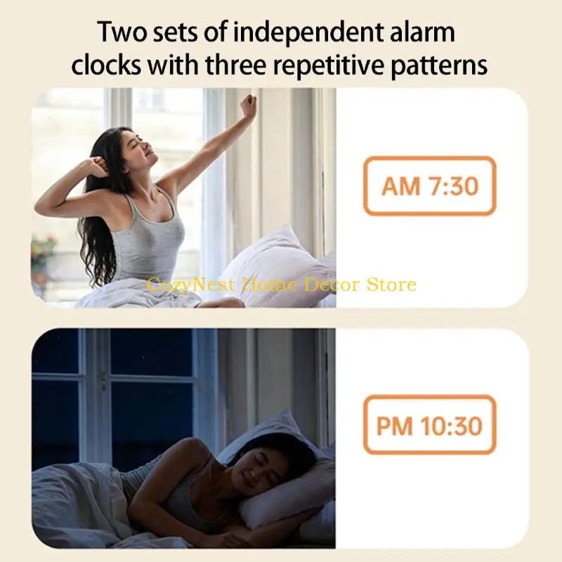 92MF Alarm Clocks for Bedroom Living Room Digital Clock Night Light Digital Alarm Clock with Day of Week Date Desk Clock